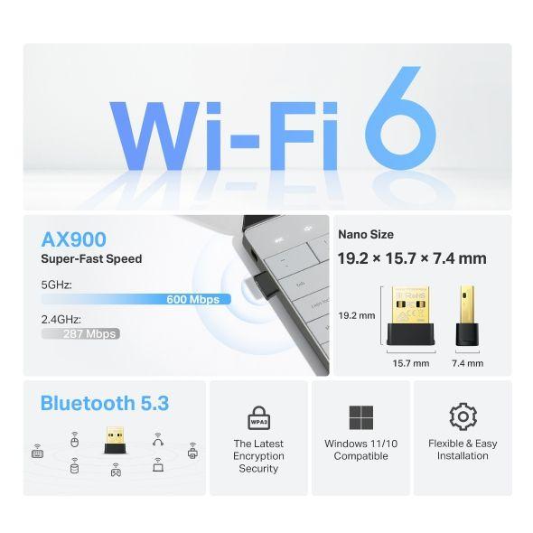 Adaptador USB Wi-Fi TP-LINK ARCHER TX10UB NANO (600 Mbit/s - Banda dupla - Preto), miniatura 3