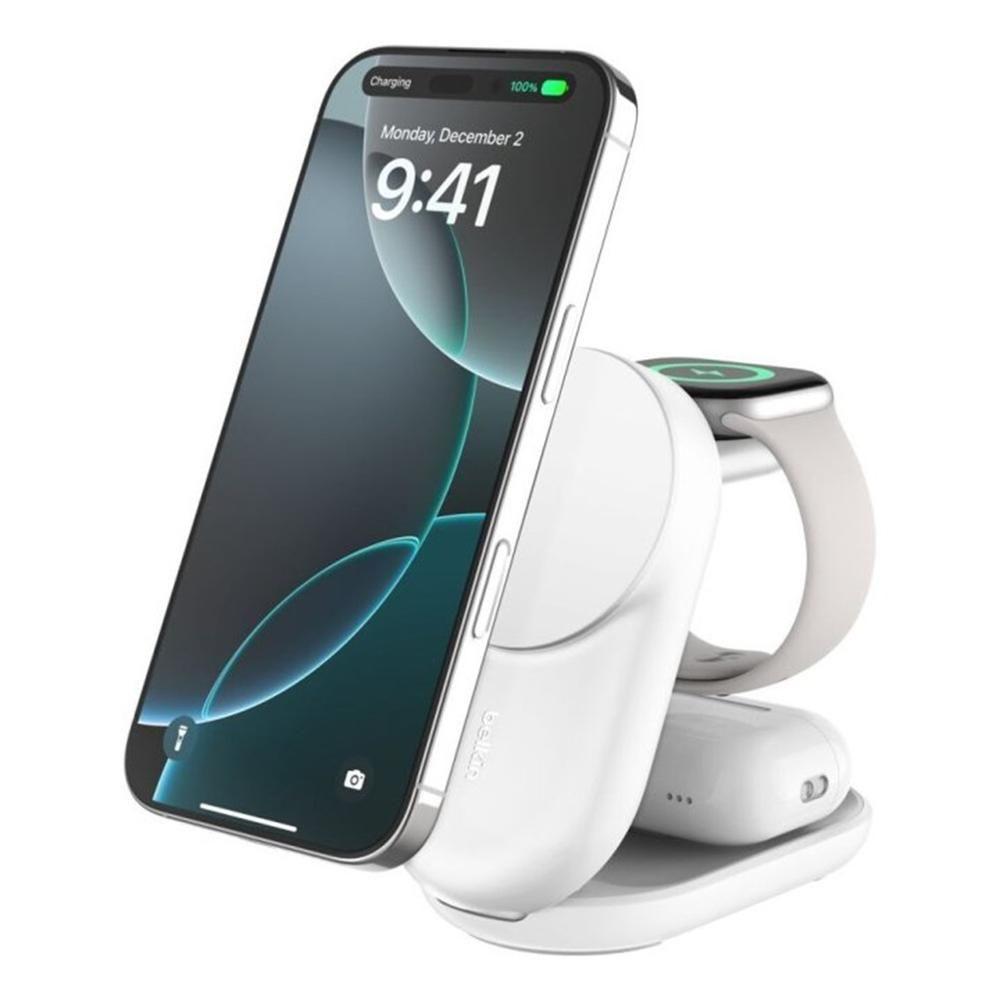 Carregador Sem Fios 3 em 1 BELKIN UltraCharge WIZ037KQWH (USB-C - Branco)