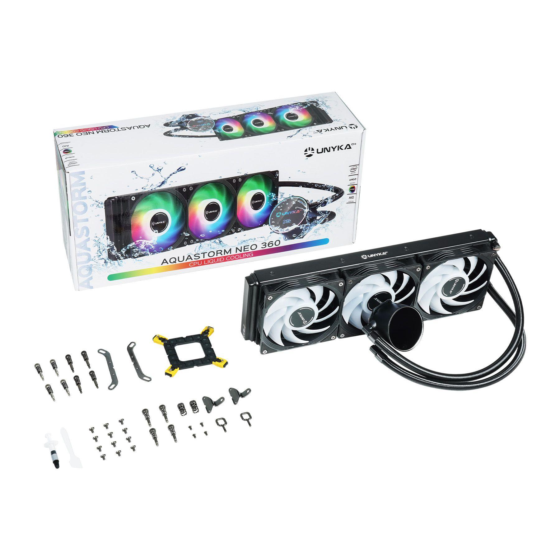 Kit de Refrigeração Líquida UNYKACH AquaStorm NEO 360 (12 cm - 1800 RPM - Azul, Vermelho, Verde - Preto), miniatura 11