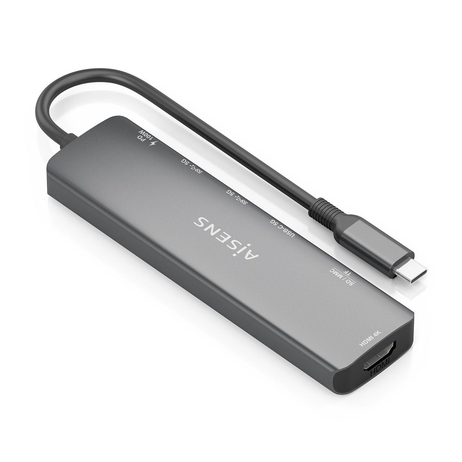 Dock USB-C AISENS ASUC-7P026-GR (0,15 m - Cinzento), miniatura 2