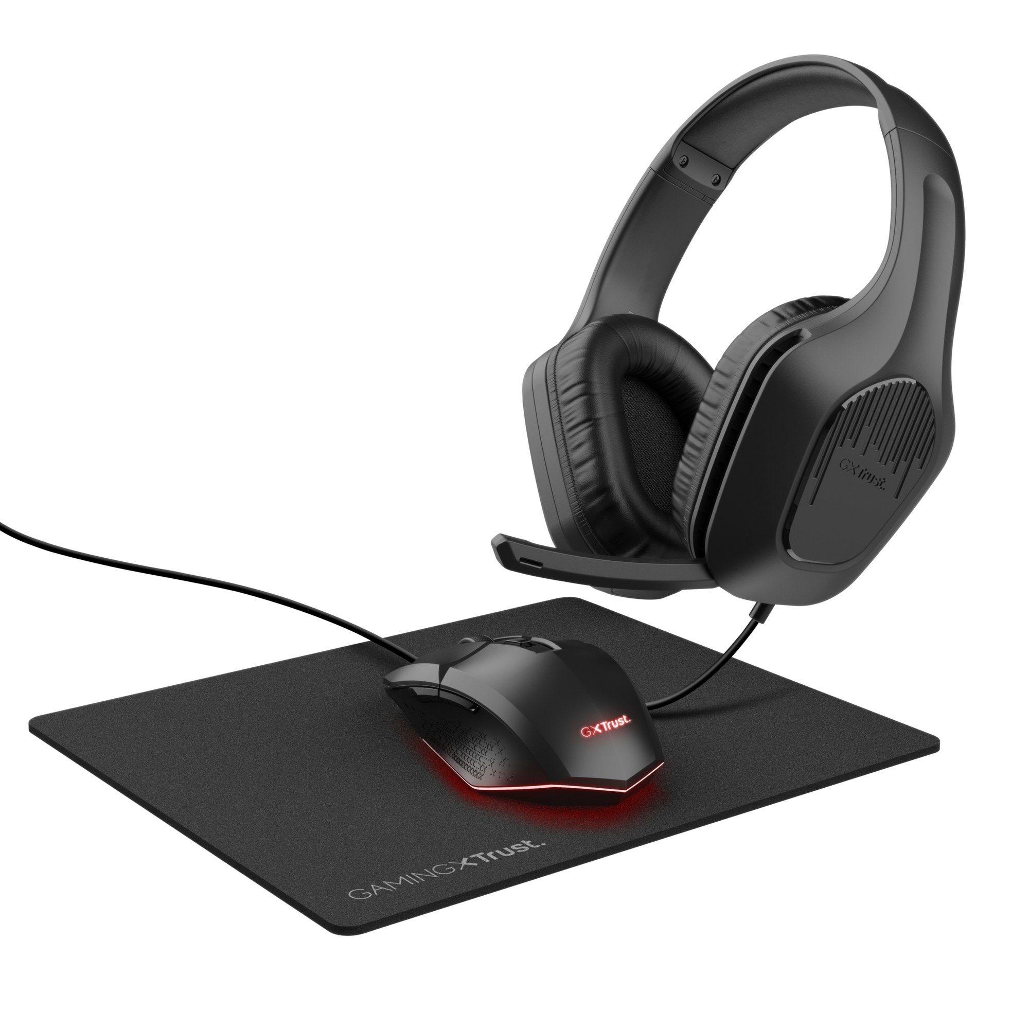 Conjunto Gaming 3 em 1 TRUST GXT 790 (3,5 mm e USB - Com fios - Windows 10, Windows 11 - Preto)