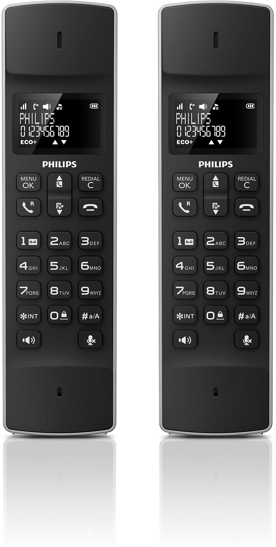 Telefone Sem Fios DECT PHILIPS M4502B/34 Duo (550 mAh - 1,6" - Preto) — miniatura 3