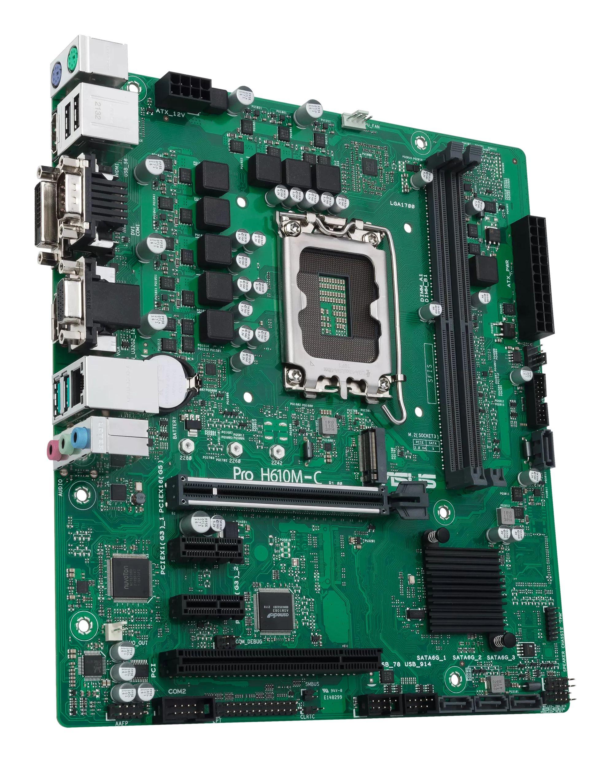 Motherboard ASUS PRO H610M-C-CSM (LGA 1700 - micro ATX - DDR5-SDRAM - Verde), miniatura 4