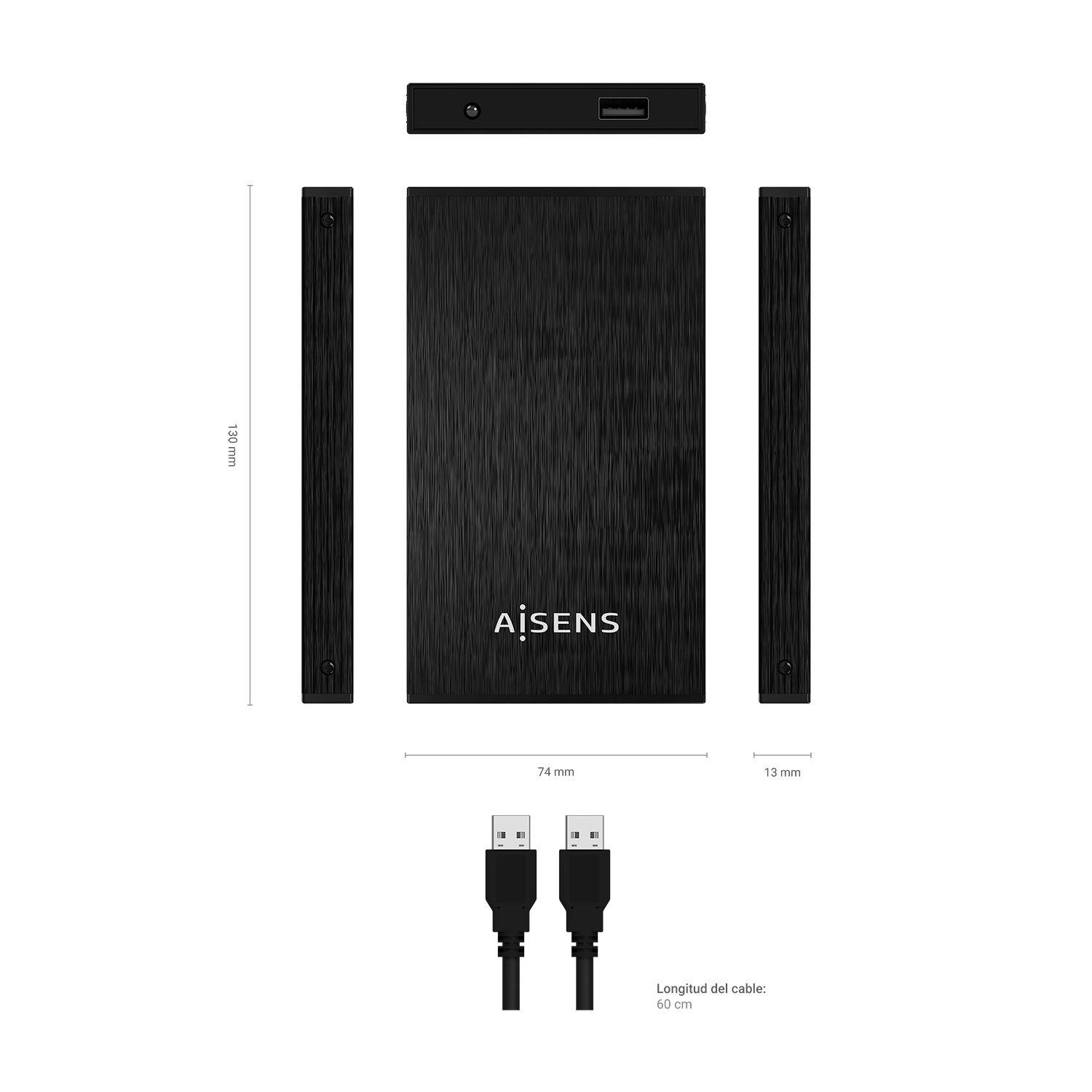 Caixa Externa AISENS ASE-2523B (2 TB - 2,5" - Preto) — miniatura 3