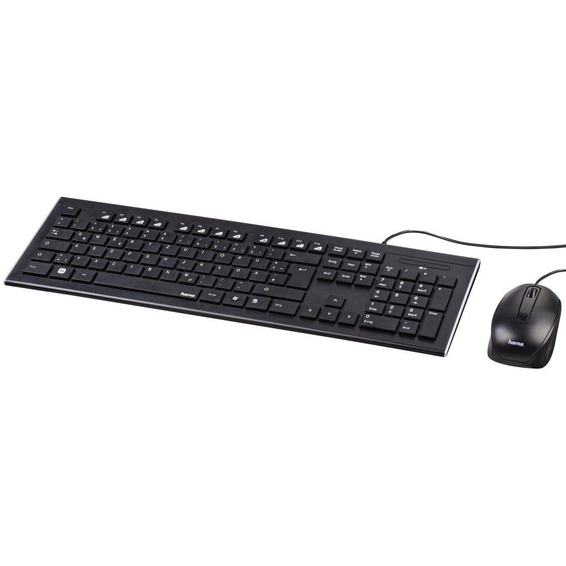 Conjunto de Teclado e Rato HAMA Cortino 69134958 (Tamanho completo - USB - Com fios - Preto)