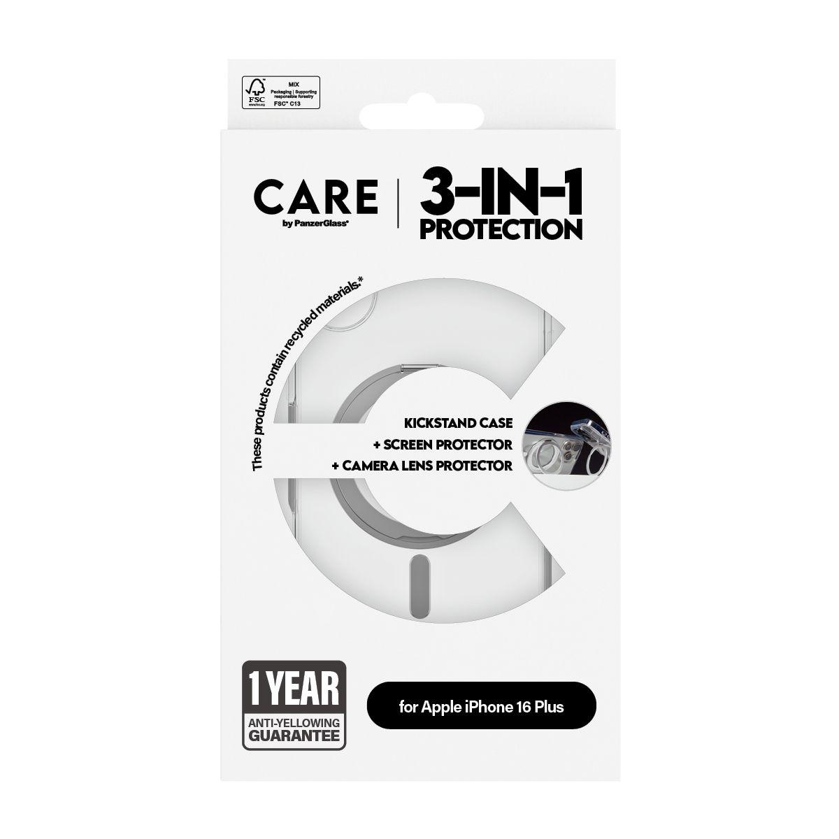 Conjunto de Proteção para Telemóvel PANZERGLASS CARE 3-in-1 Ceramic iPhone 16 Plus (Apple - Transparente) — miniatura 3