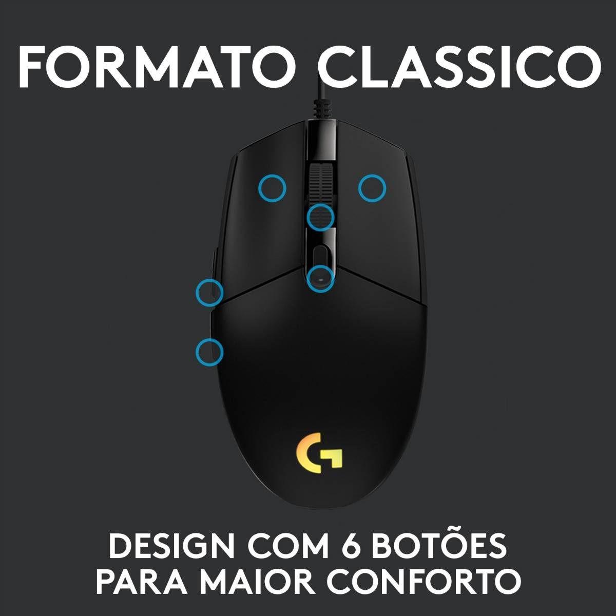 Rato LOGITECH G203 LIGHTSYNC (Mão direita - 8000 DPI - Ótico - Preto) — miniatura 6