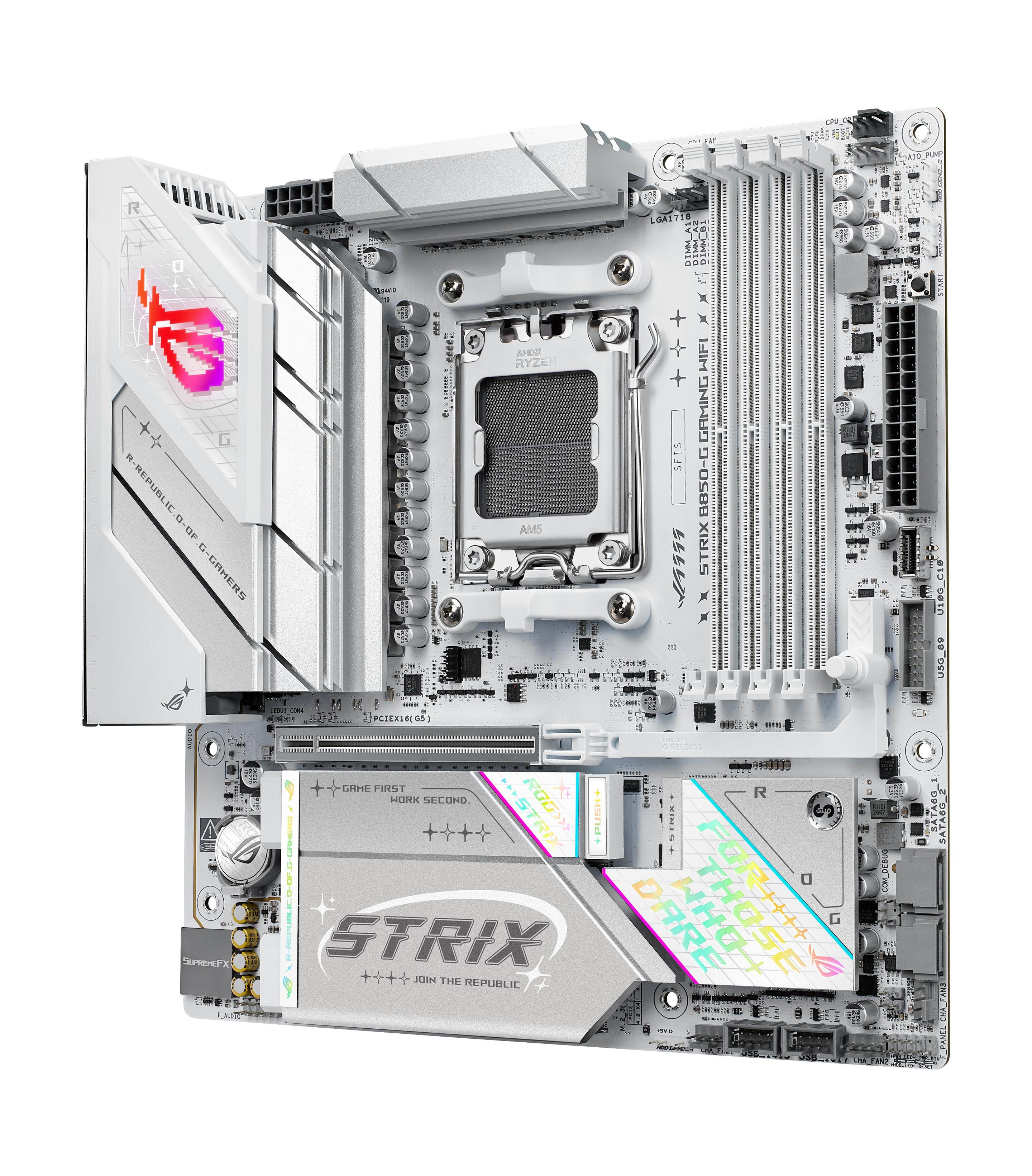 Motherboard ASUS ROG STRIX B850-G GAMING WIFI (AM5 - micro-ATX - Duplo canal - Branco)