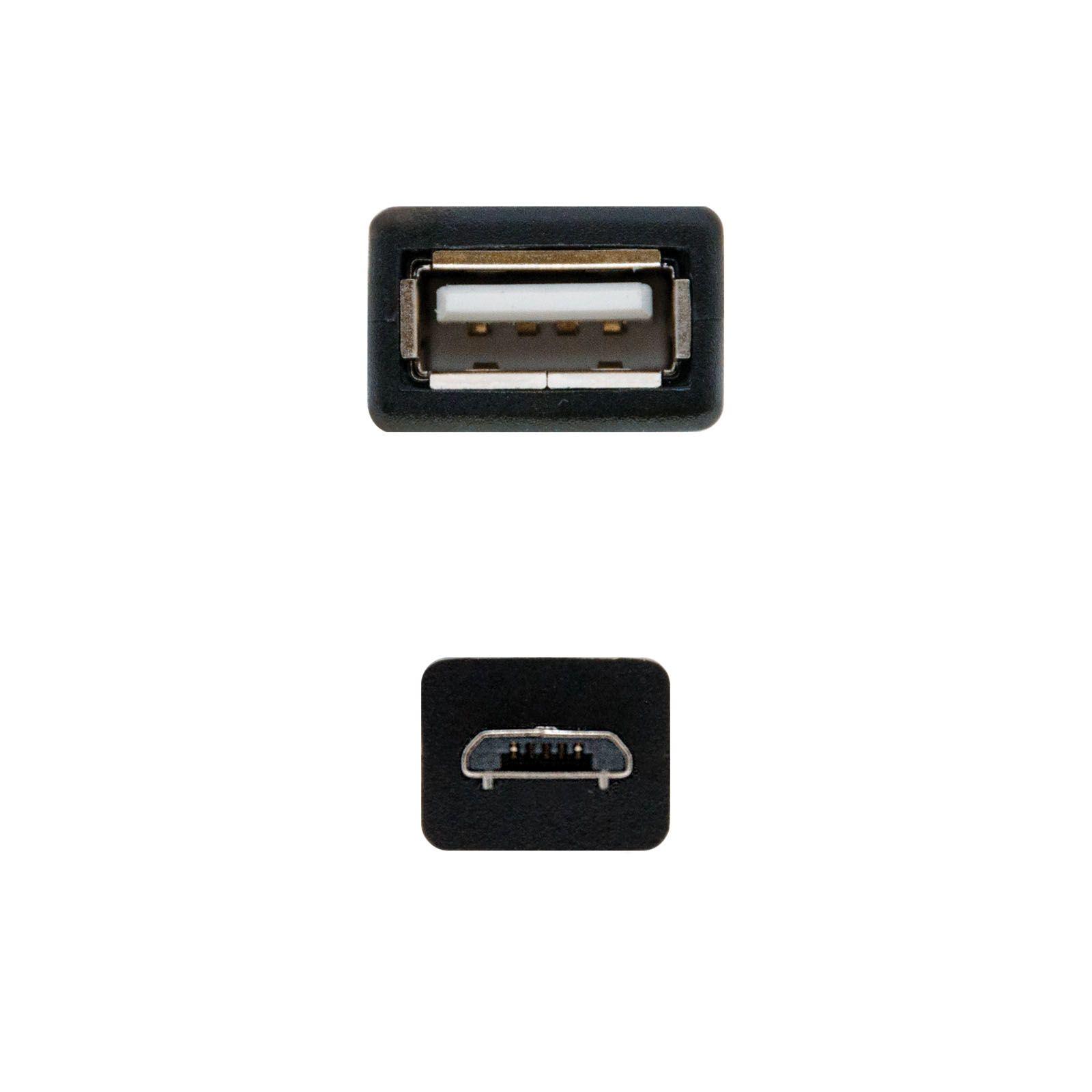 Cabo USB OTG NANOCABLE 10.01.3500 (0,15 m - Micro-USB B - USB A - Preto) — miniatura 2