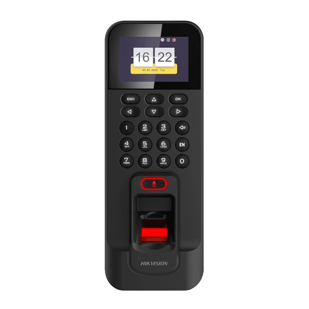 Terminal de Controlo de Acessos e Presenças HIKVISION DS-K1T804AEF (Impressão Digital, Cartão EM e PIN - Preto)