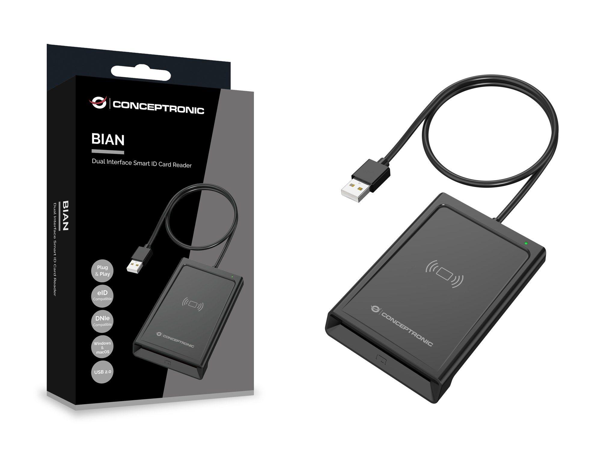Leitor de Cartões do Cidadão CONCEPTRONIC BIAN11B (USB 2.0 - 1 m - Preto), miniatura 4
