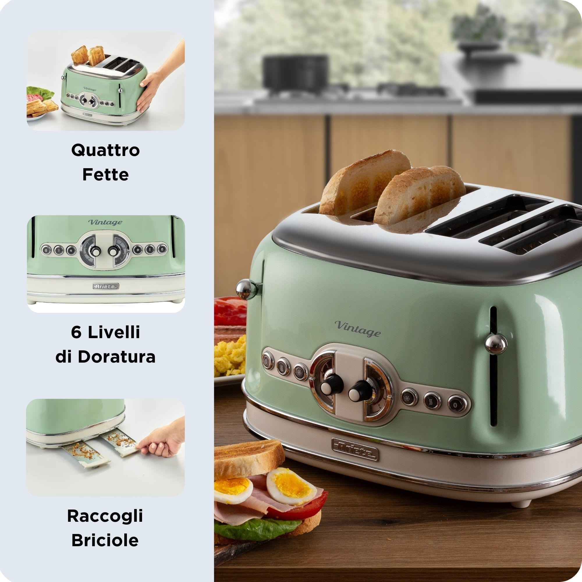 Torradeira ARIETE 0156/04 (1600 W - 4 fatias - Metal - Verde), miniatura 3