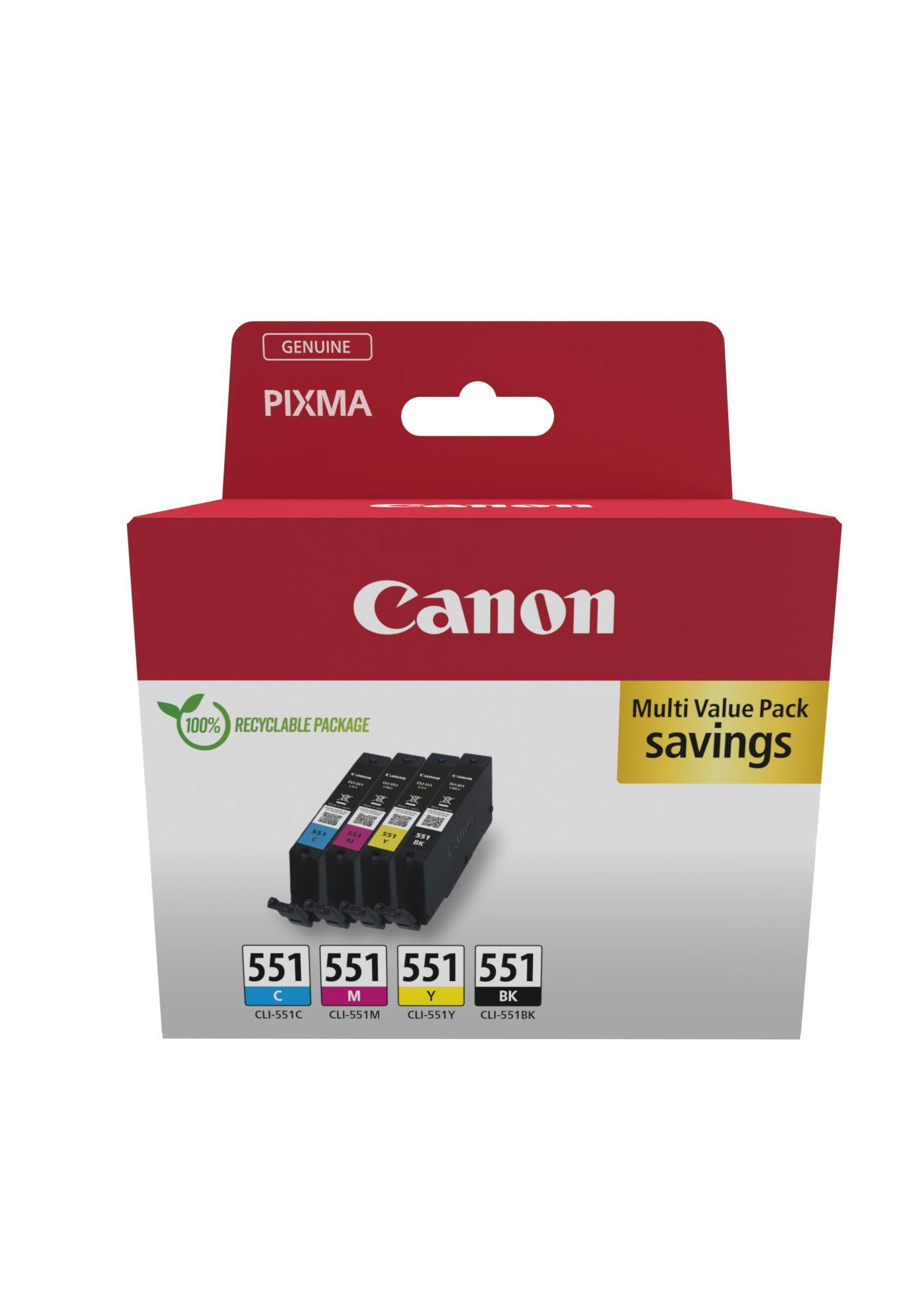 Multipack de Tinteiros CANON CLI-551 6509B015 (4 x 7 ml - Preto, Ciano, Magenta e Amarelo)