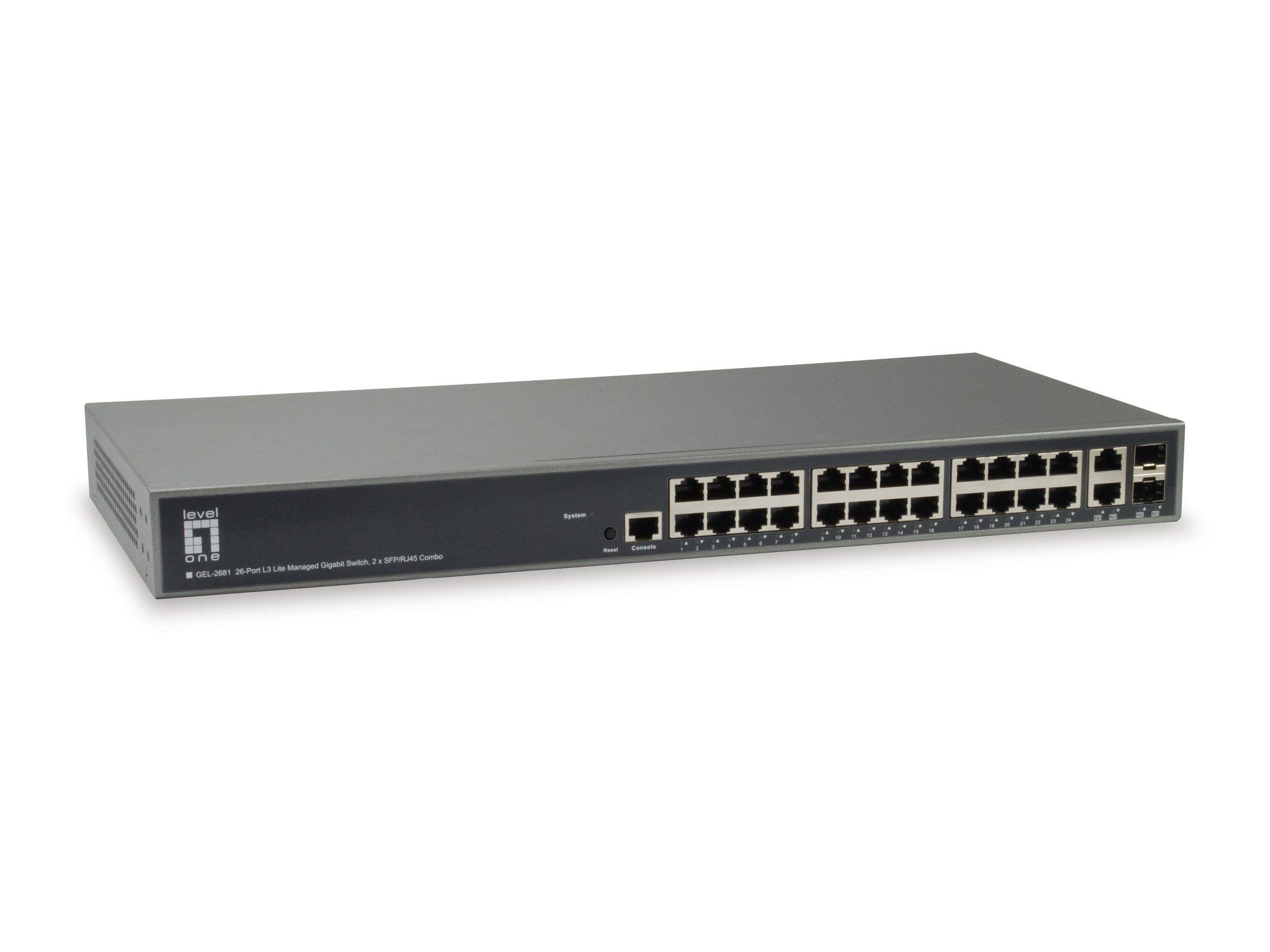 Switch Gerido LEVELONE GEL-2681 (Gigabit Ethernet - 512 KB - 52 Gbit/s - Preto)