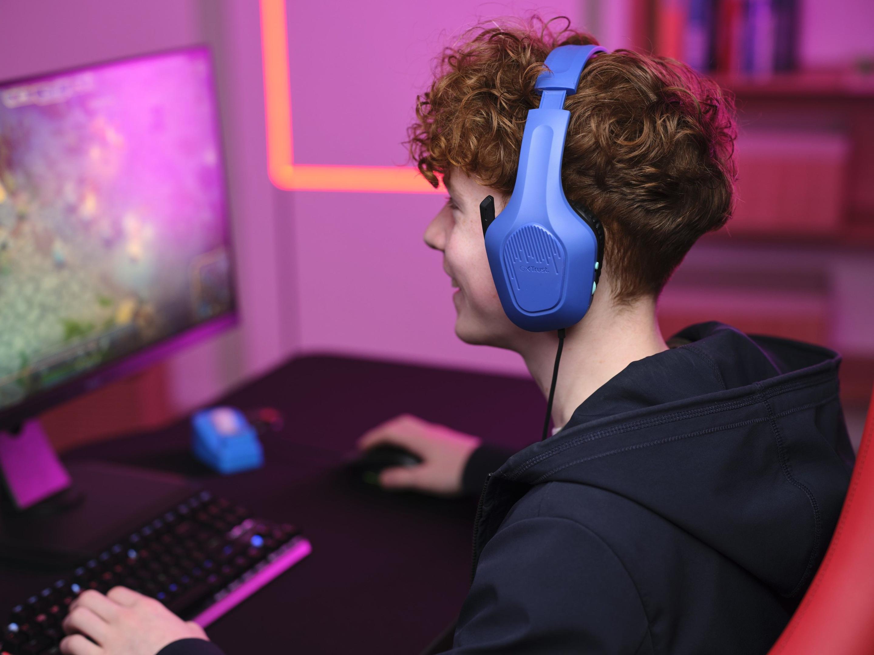 Headset Gaming TRUST GAMING GXT 415B Zirox (Binaural - Com fios - Circum-aural - Azul), miniatura 9