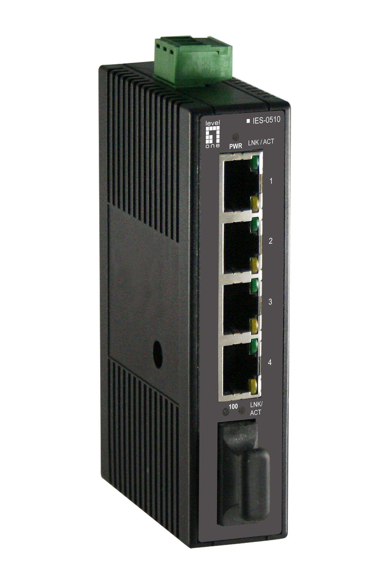 Switch Industrial LEVELONE IES-0510 (Fast Ethernet - 0,384 MB - Calha DIN - Preto)