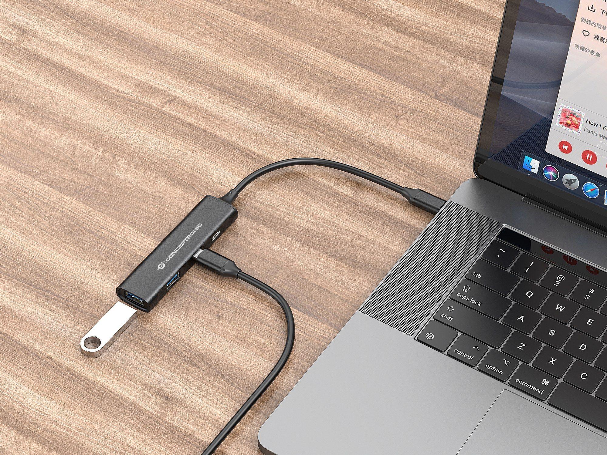 Hub USB-C CONCEPTRONIC HUBBIES12B (0,15 m - Preto) — miniatura 7