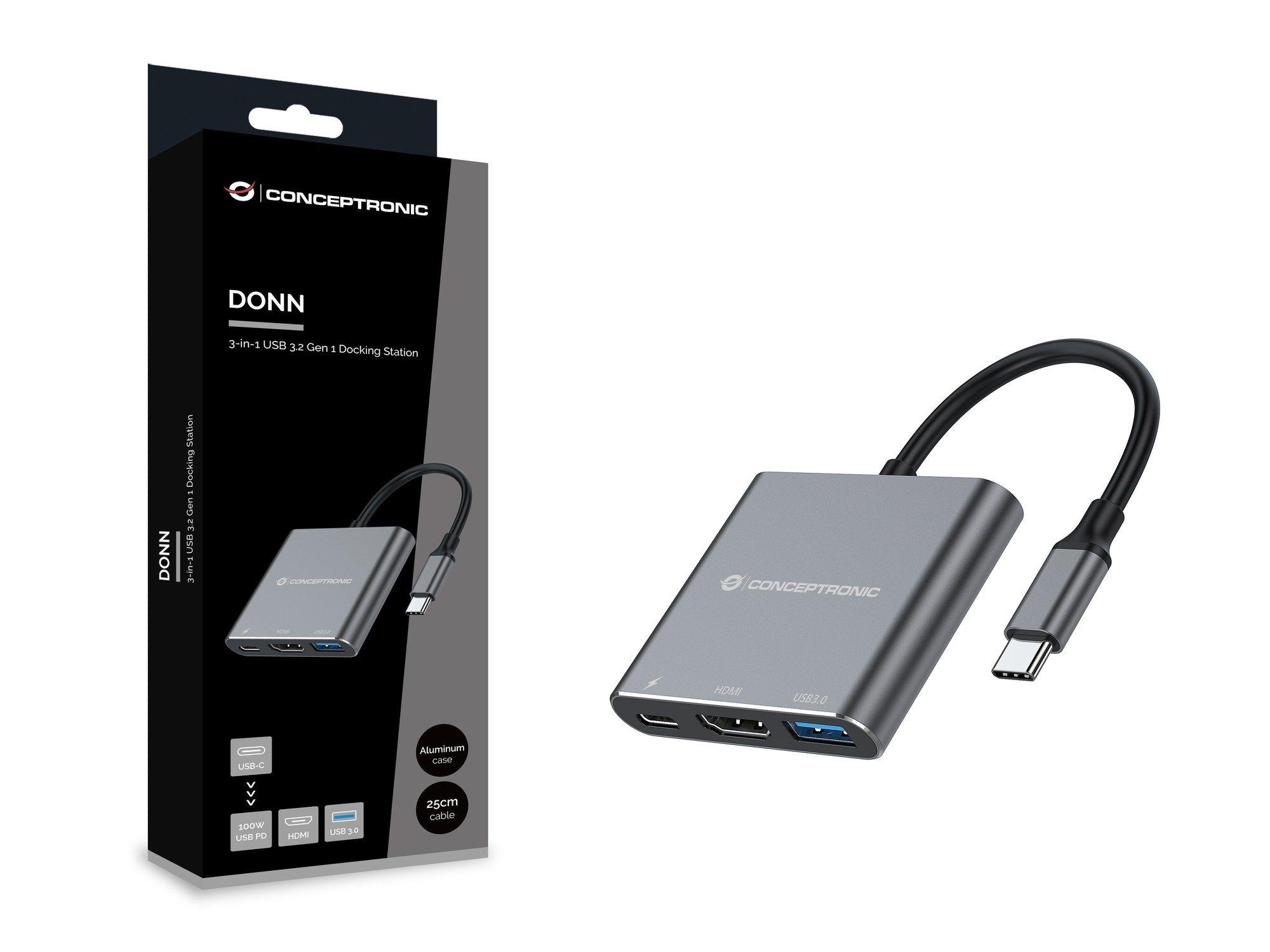 Hub USB-C Multiporta CONCEPTRONIC DONN18G (0,25 m - Windows, macOS e ChromeOS - Cinzento), miniatura 4