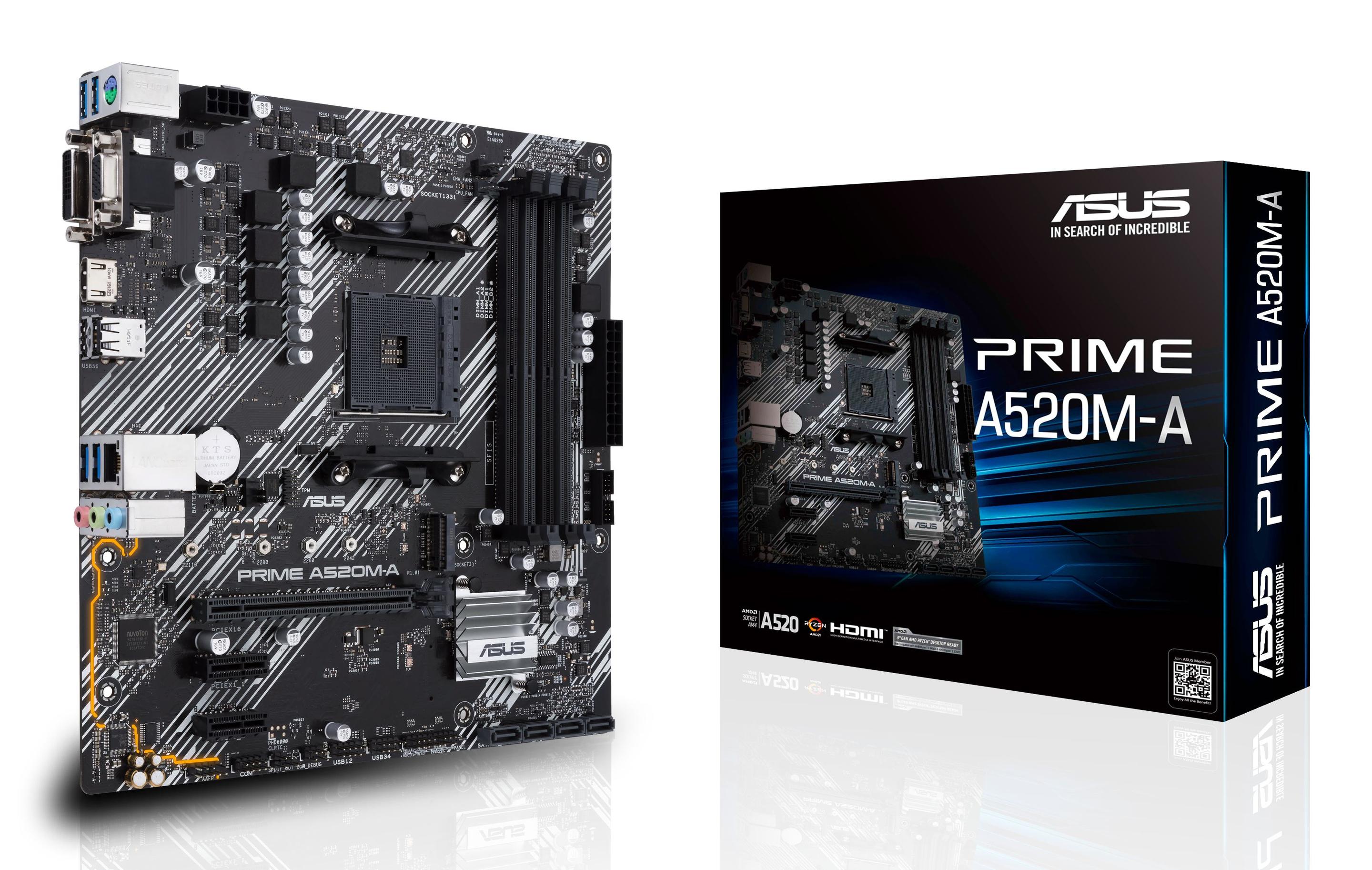 Motherboard ASUS PRIME A520M-A II/CSM (AM4 - AMD Ryzen™ 3, AMD Ryzen™ 5 - micro ATX - Preto)