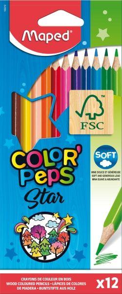 Lápis de Cor MAPED Color'Peps Star (Madeira - Cores Sortidas)