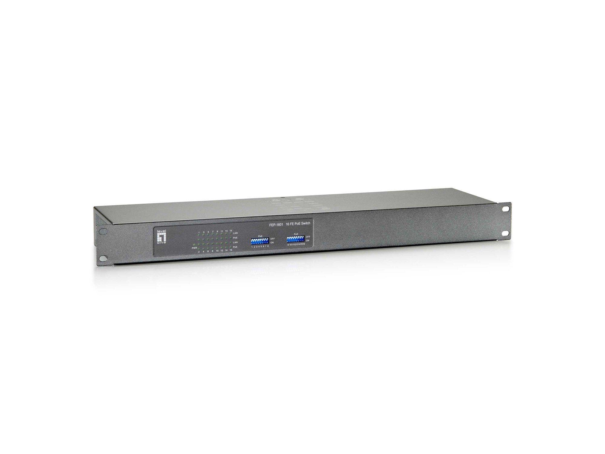 Switch de Rede LEVELONE FEP-1601W120 (Fast Ethernet - 160 KB - 3,2 Gbit/s - Cinzento)