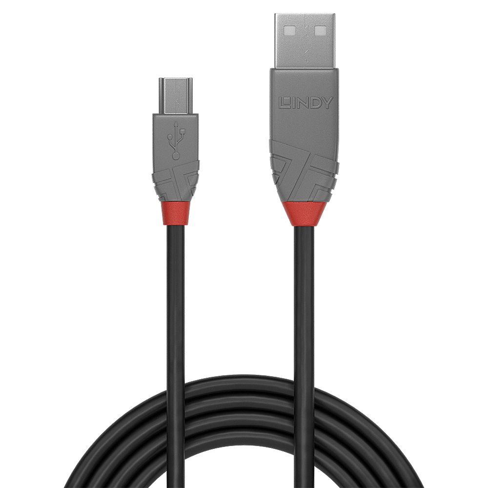 Cabo USB LINDY 36720 (0,2 m - Mini-USB B - USB A - Preto) — miniatura 2