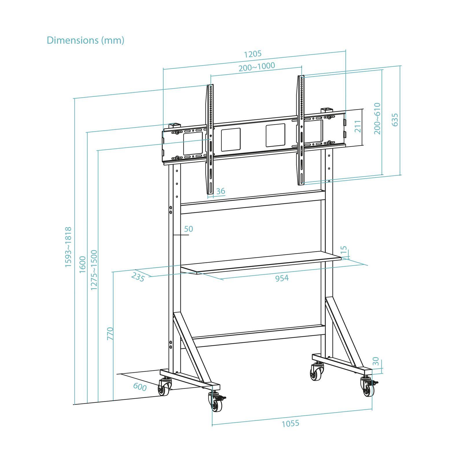 Suporte de Chão para TV TOOQ FS20105M-B Optimus (60"-105" - 120 kg - Preto), miniatura 7