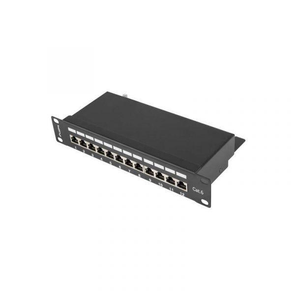 Patch Panel LANBERG PPF6-9012-B (12 Portas - Cat. 6 - 10" - 1U - Blindado - Preto)