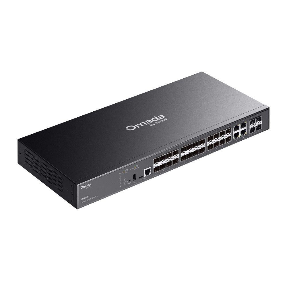 Switch de Rede Gerido TP-LINK SG5428XF (4 portas combinadas RJ-45/SFP - 12 MB - 128 Gbit/s - Preto) — miniatura 3