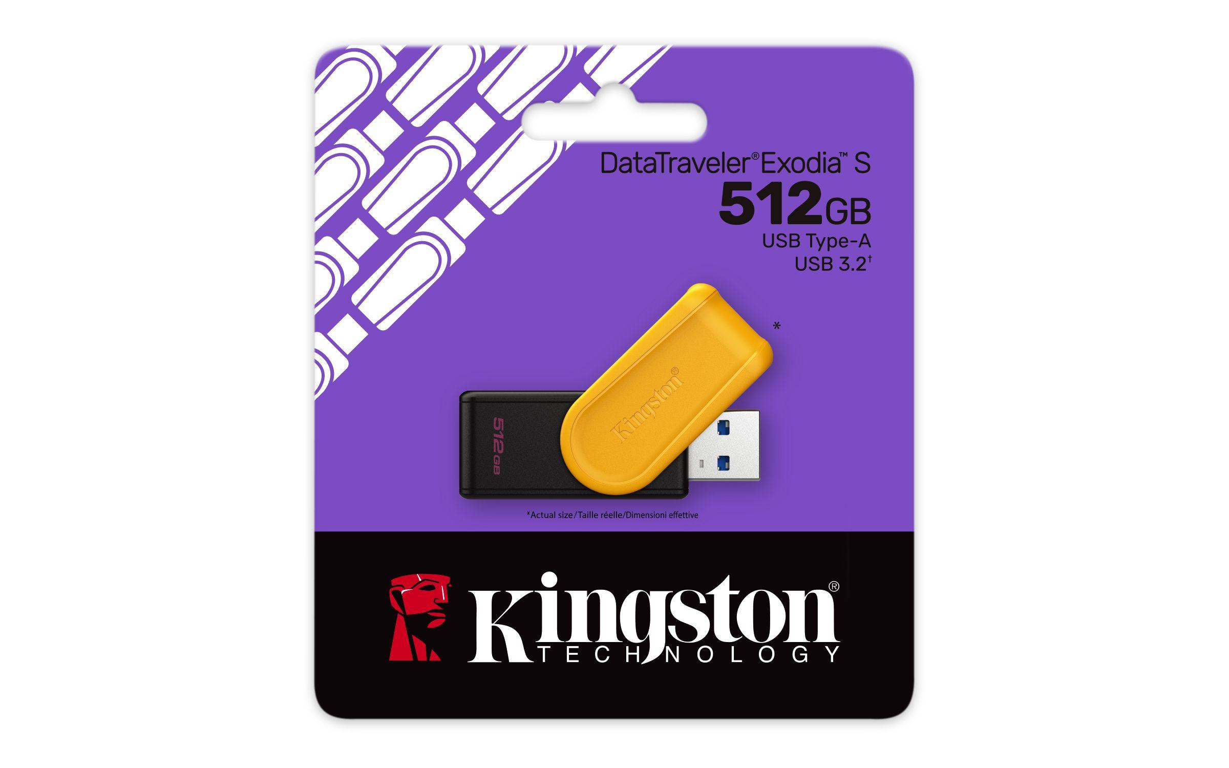 Pen USB KINGSTON DataTraveler Exodia S (512 GB - USB Type-A - 3.2 Gen 1 - Preto e Amarelo) — miniatura 3