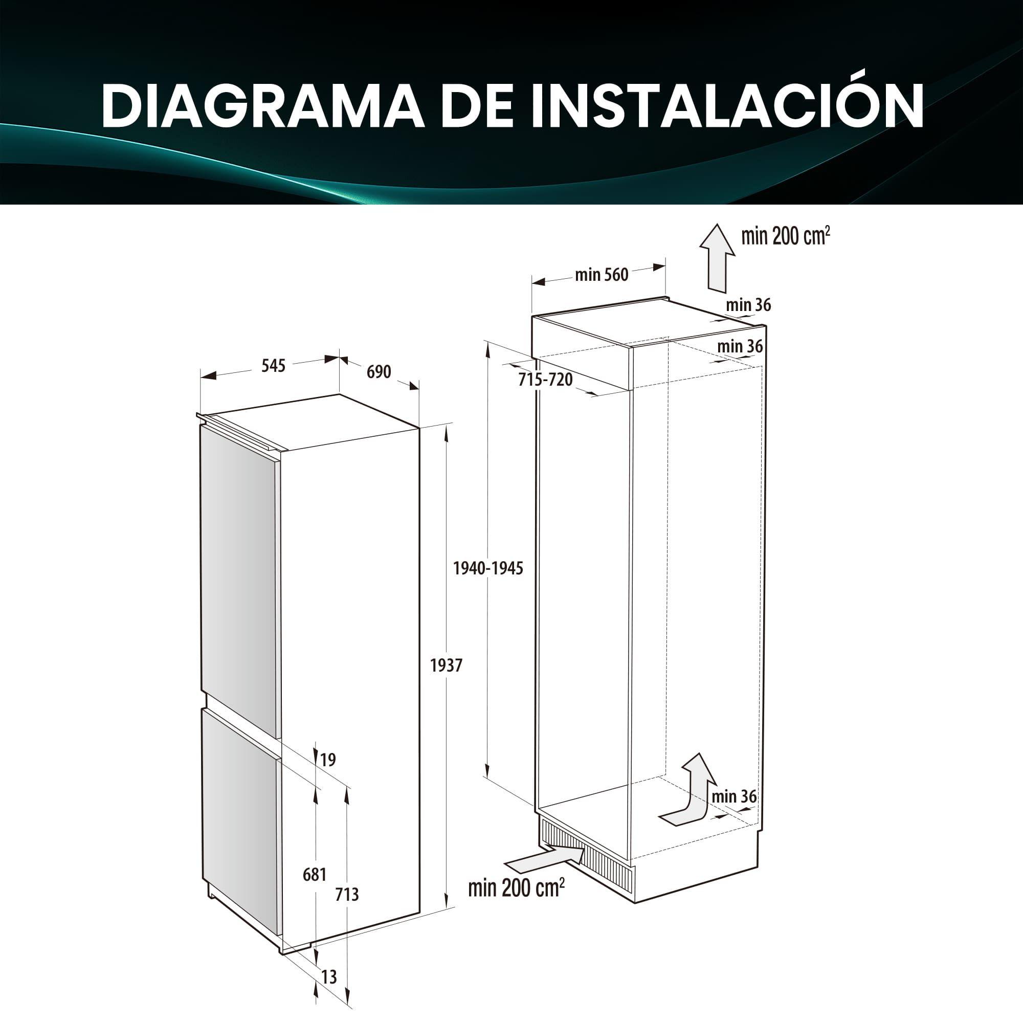 Frigorífico Combinado Encastre HISENSE RB3B370SAWD1 (193,6x69x54,5 cm - 69 cm - 194 cm - Branco) — miniatura 3