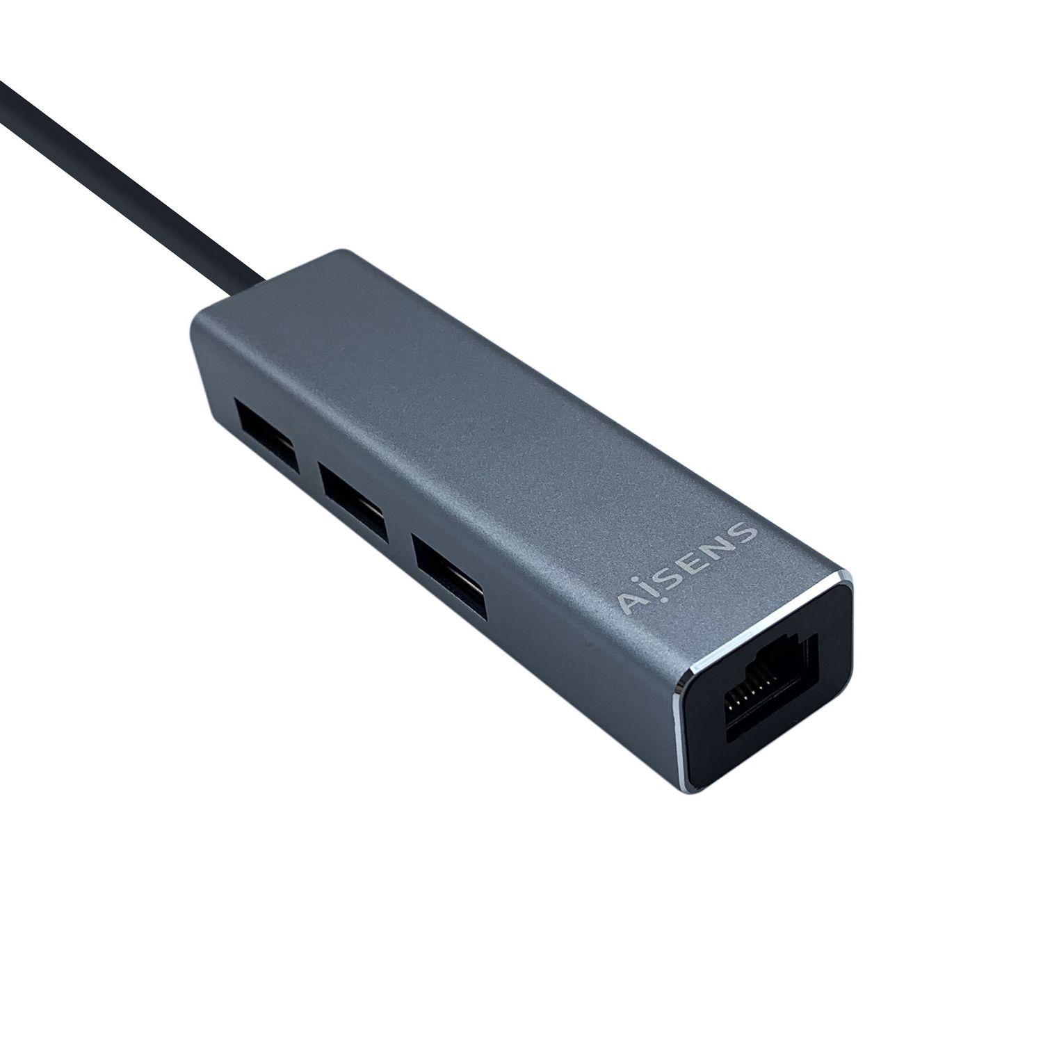 Hub USB AISENS A106-0401 (0,15 m - USB 3.2 Gen 1 Tipo A - RJ-45, USB 3.2 Gen 1 Tipo A - Cinzento), miniatura 3