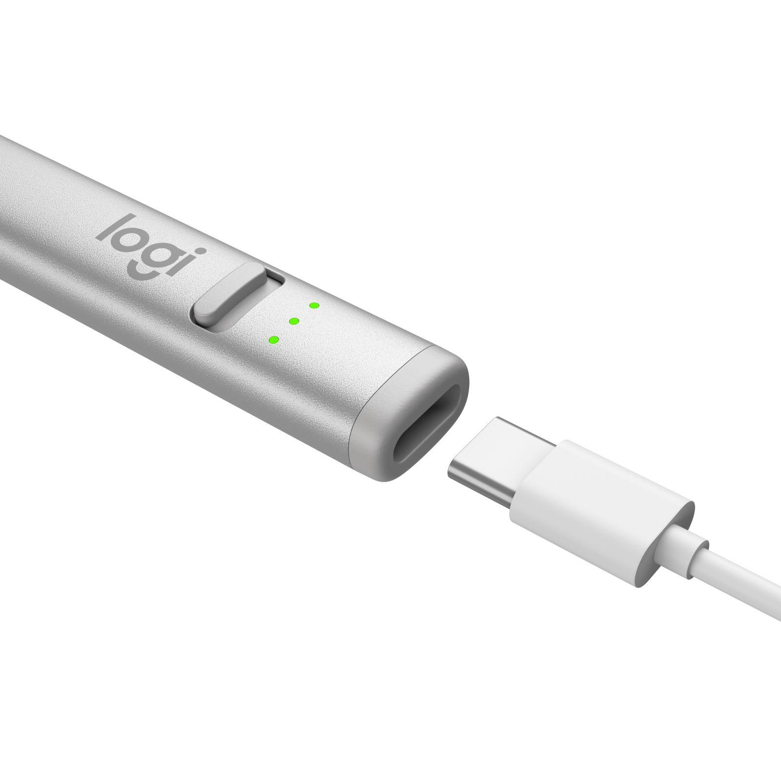 Caneta Digital LOGITECH Crayon USB-C (Sem fios - Apple - Prateado) — miniatura 3