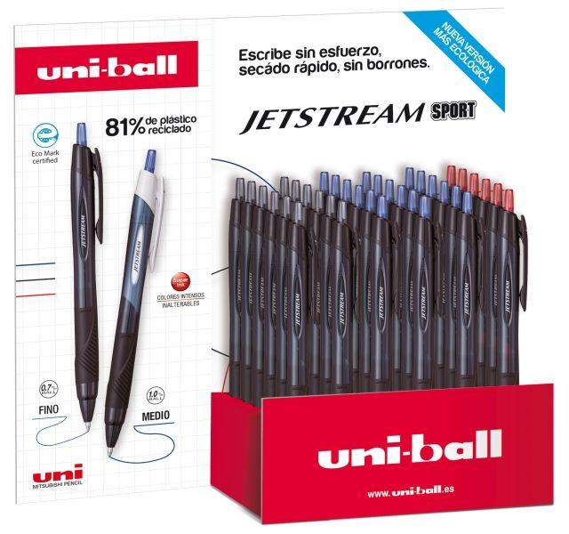 Expositor de 36 Canetas Esferográficas UNIBALL JetStream Sport SXN-157E (Plástico - Cores Sortidas)