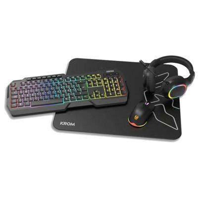 Conjunto Gaming KROM Kenta (Inglês - Interruptor de membrana - Em frente/linha reta - Preto)