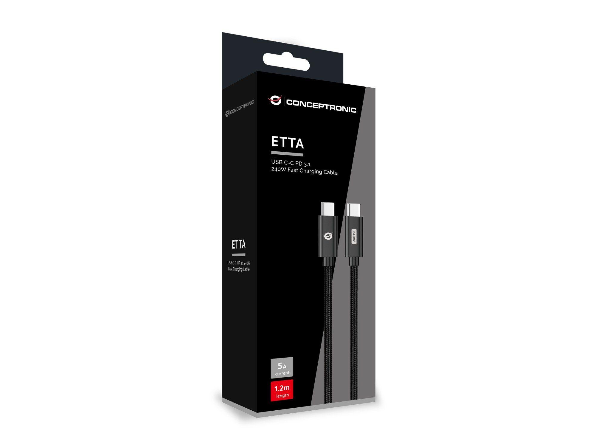 Cabo USB-C CONCEPTRONIC ETTA03B20 (2 m - USB C - Preto) — miniatura 4