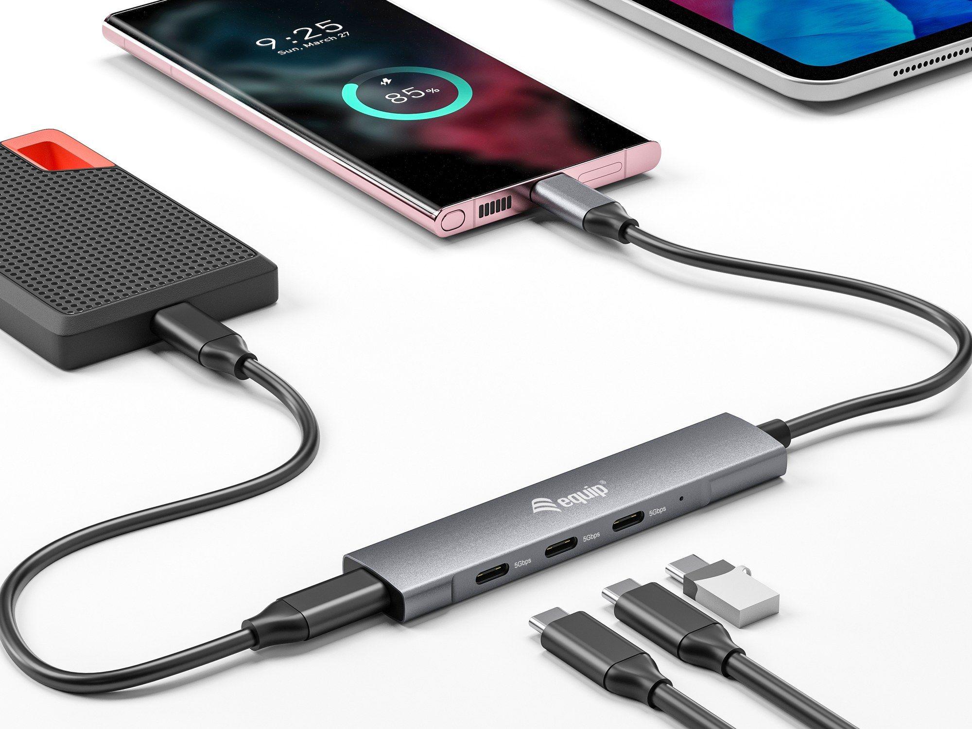 Hub USB-C EQUIP 128963 (0,15 m - Preto e Prateado), miniatura 4
