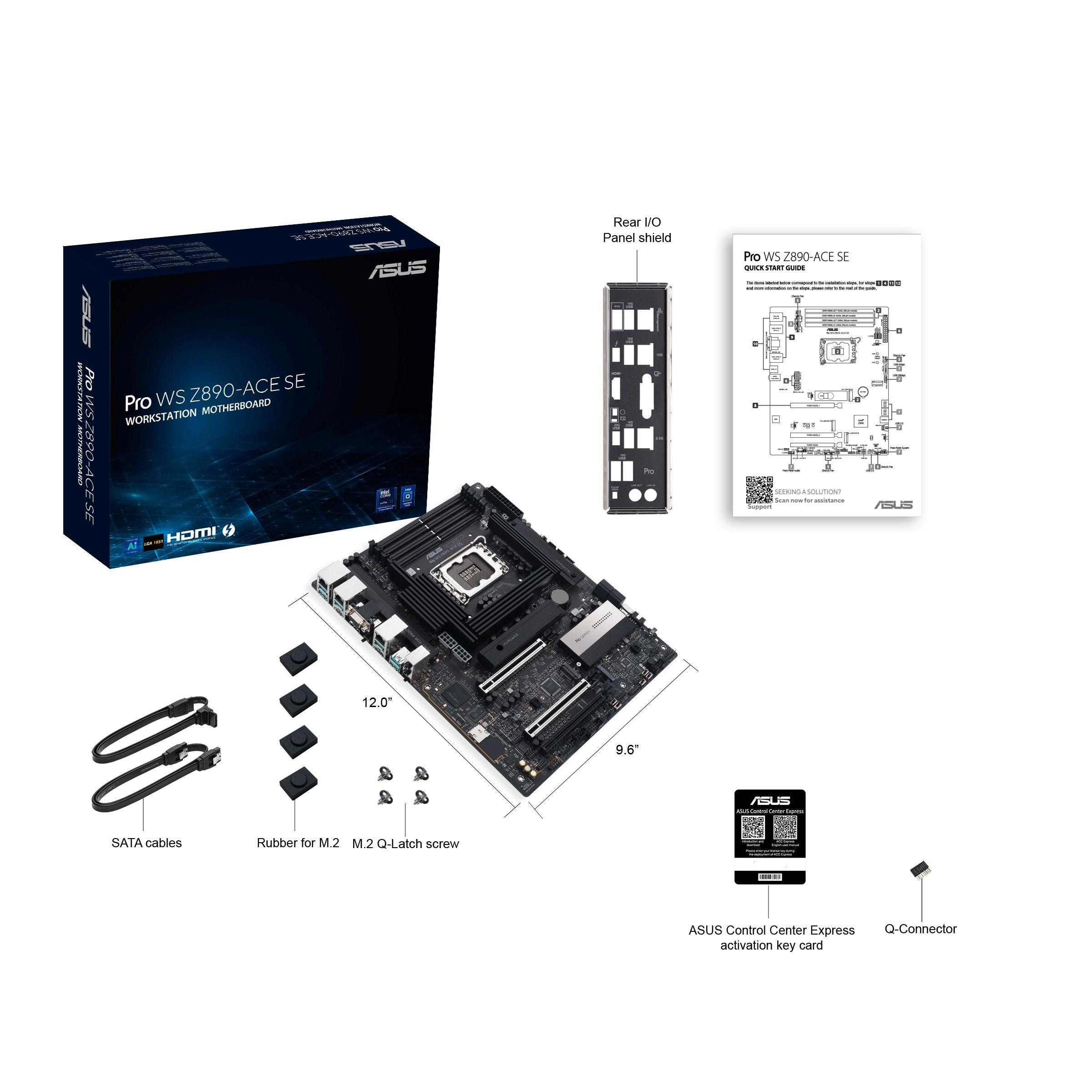 Motherboard ASUS PRO WS Z890-ACE SE (LGA 1851 (Socket V1) - Intel Core Ultra Série 2 - ATX - Preto), miniatura 3