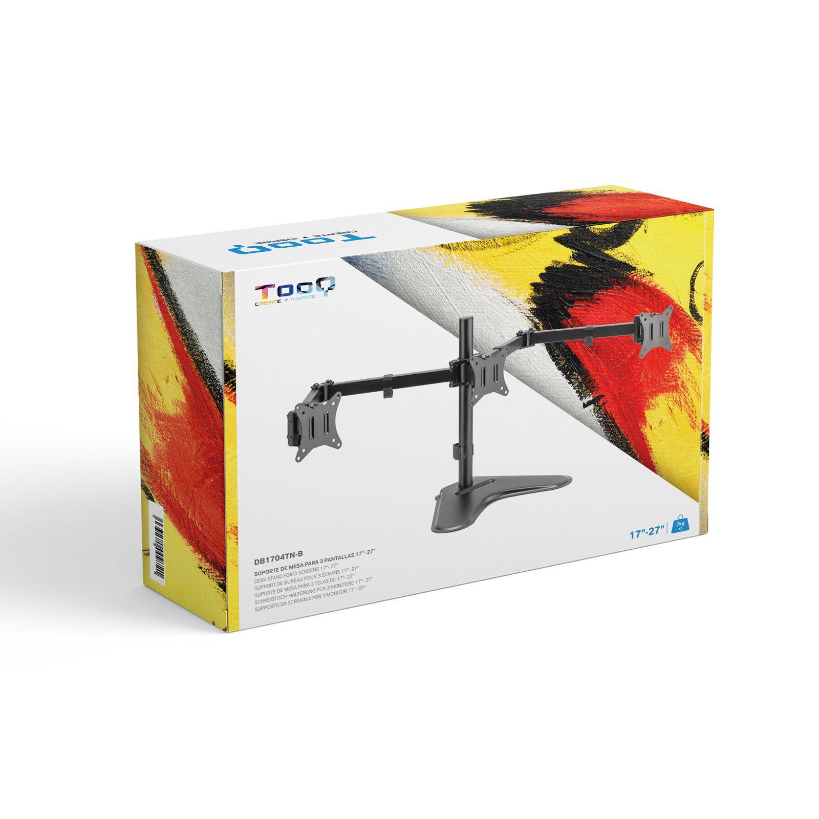 Suporte de Mesa para 3 Monitores TOOQ DB1704TN-B (17" a 27" - Preto), miniatura 7