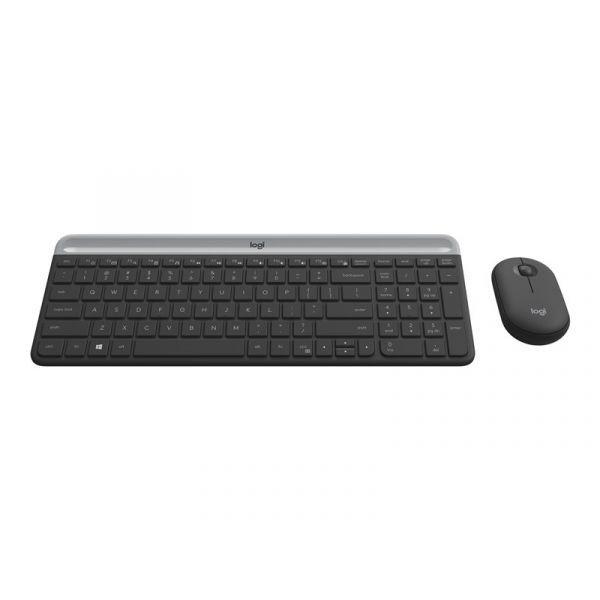 Conjunto Teclado e Rato LOGITECH Slim MK470 (Checo - Tamanho completo - RF Wireless - Grafite)