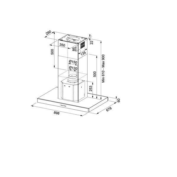Exaustor de Ilha MEPAMSA Stilo Isla 90 (Altura 61–90 cm - 90 cm - 68 cm - Inox), miniatura 2