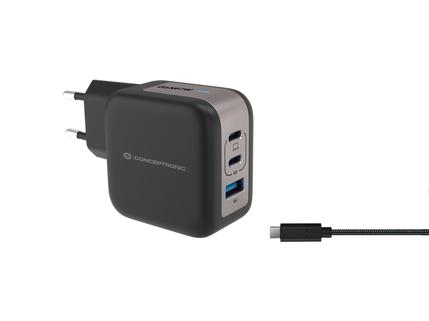 Carregador de Parede CONCEPTRONIC ALTHEA17B (67 W - Preto)