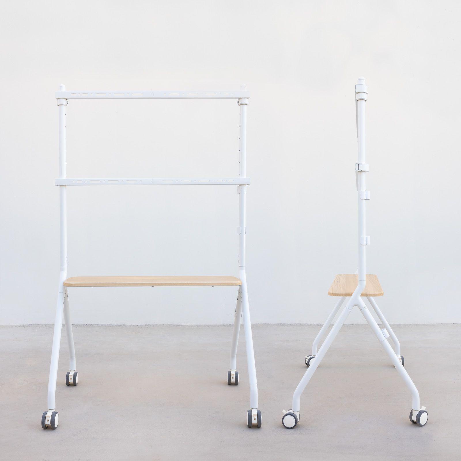 Suporte de Chão para TV TOOQ FS20207M-W (200 x 200-600 x 400 mm - 2,03 m - 50 kg - Faia e Branco), miniatura 2
