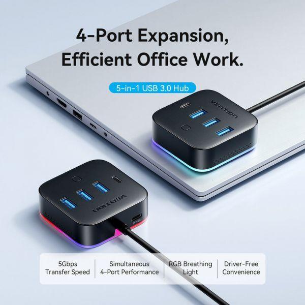 Hub USB VENTION CHZBC (3x USB 3.0 - 1x USB Tipo-C) — miniatura 2