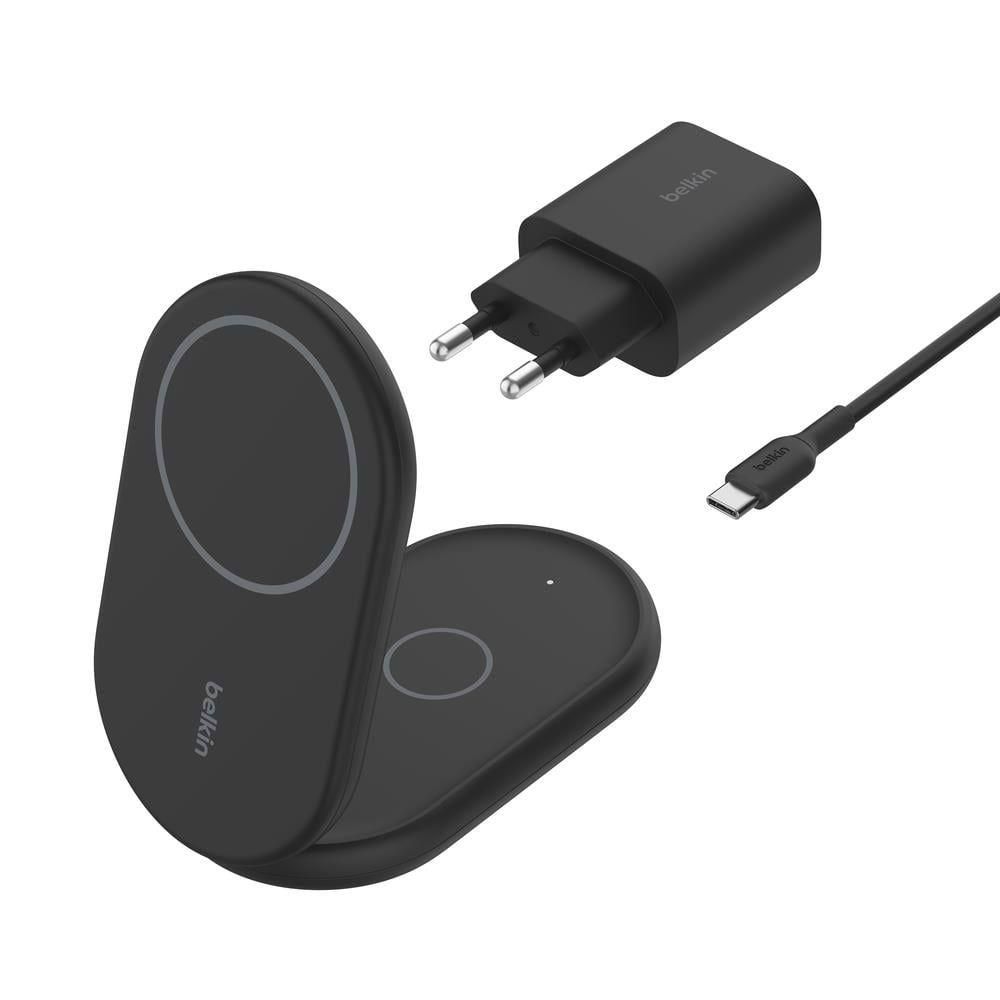 Base de Carregamento Sem Fios 2 em 1 BELKIN WIZ028VFBK (15 W - Auscultadores, Smartphone - Qi2 - Preto)