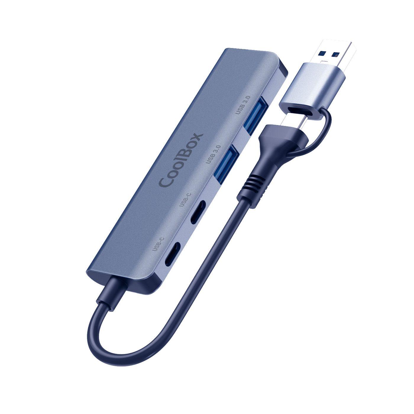 Hub USB COOLBOX HUB4 Lite (0,18 m - Cinzento)