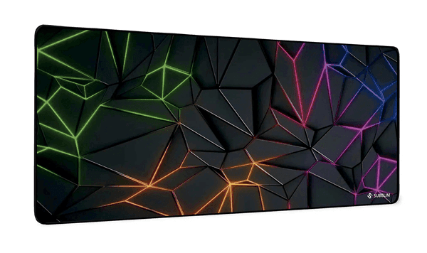 Tapete de Rato SUBBLIM Neon Obsidian XL (Borracha antideslizante - Cosidos - 3 mm - Preto e Multicolor)