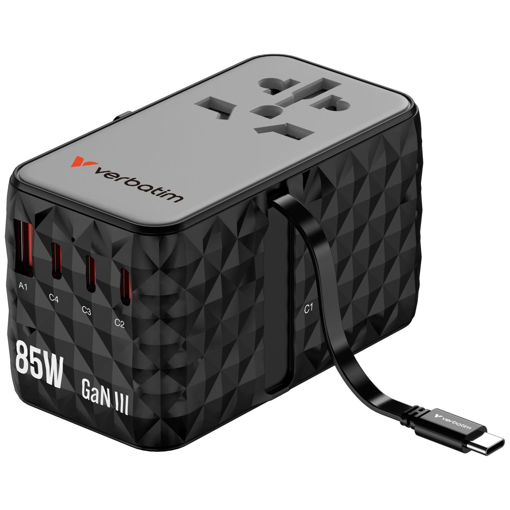 Carregador de Viagem VERBATIM Charge'n'Travel Diamond CNT-02 (Universal - CA - Preto), miniatura 2
