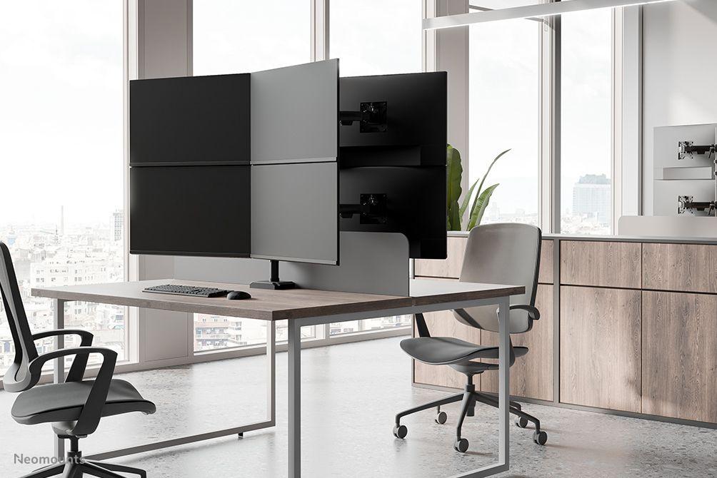 Suporte de Secretária Quadruplo para Monitores NEOMOUNTS DS60-600BL2-2 (10–32" - VESA 75 x 75/100 x 100 mm - Preto), miniatura 15