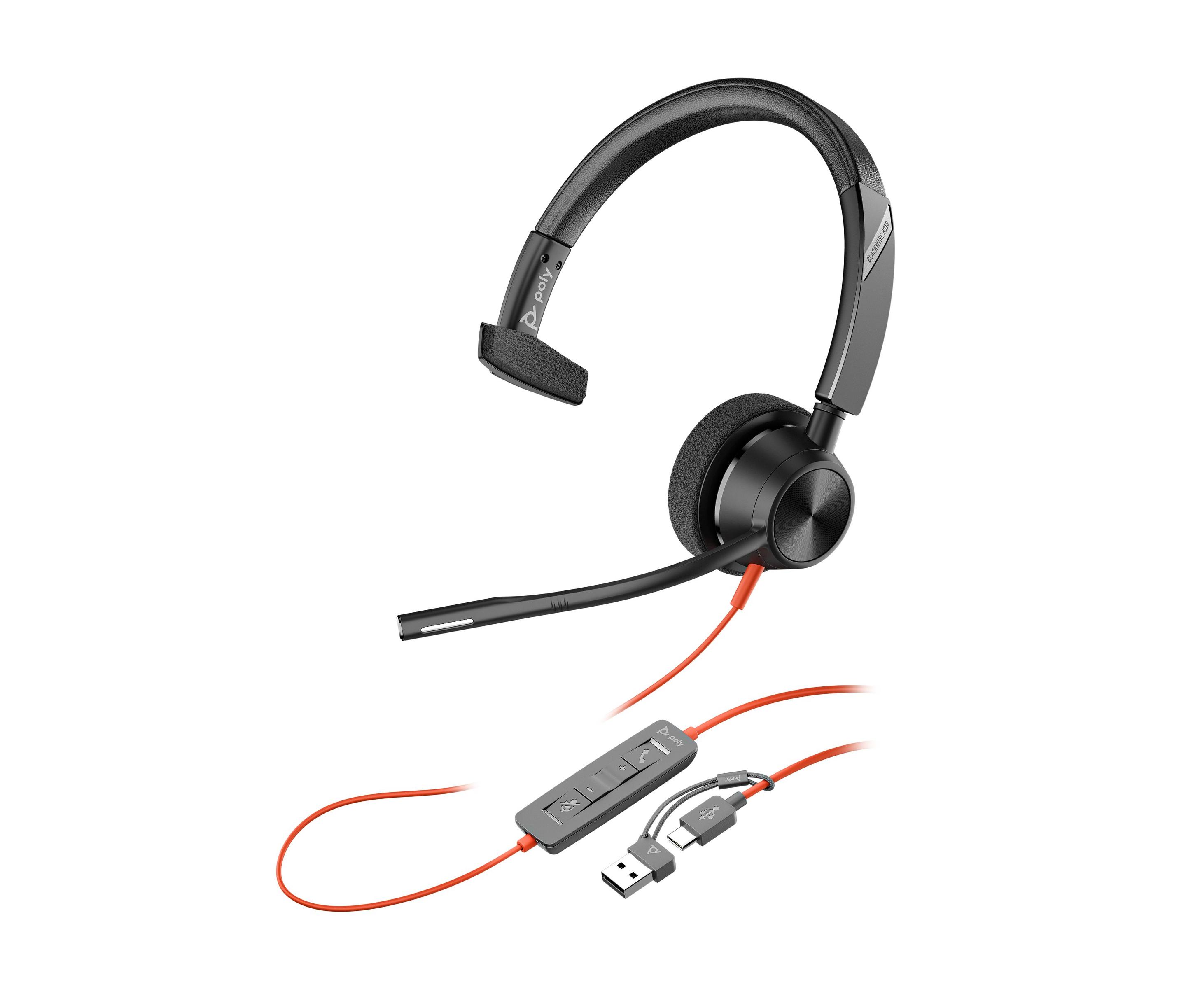 Headset Call Center POLY Blackwire 3310 (Monofónico - Com fios - On Ear - Preto) — miniatura 5